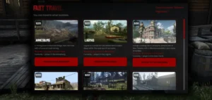RedM fast travel system showing town selection menu and map blips